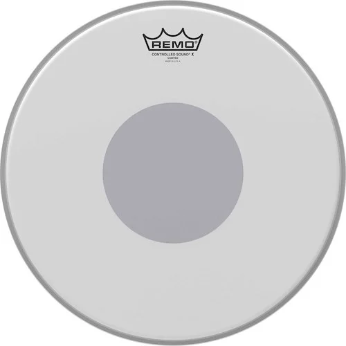 14" Control Sound tom/snare head with black dot on the bottom.