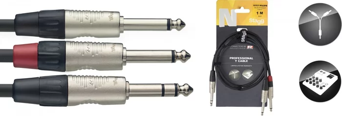 N series Y-cable, jack/jack (m/m), stereo/mono, 1 m (3')