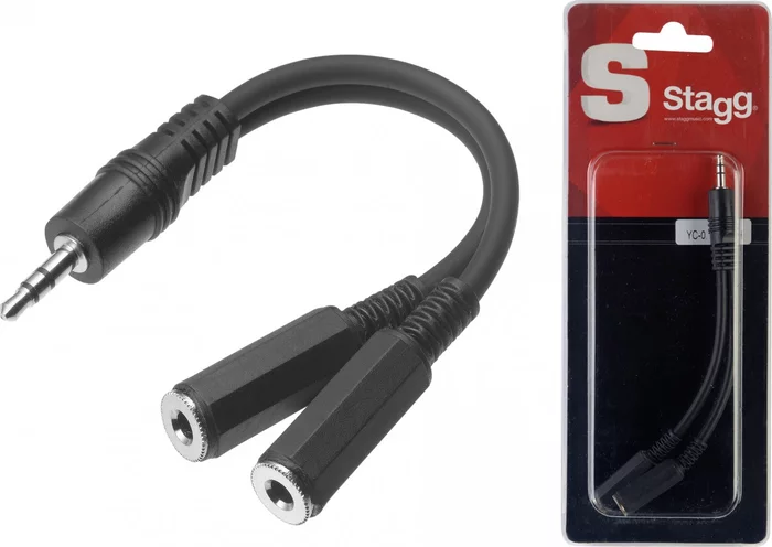 1 x Male stereo mini phone plug/ 2 x female mono mini-jack adaptor cable