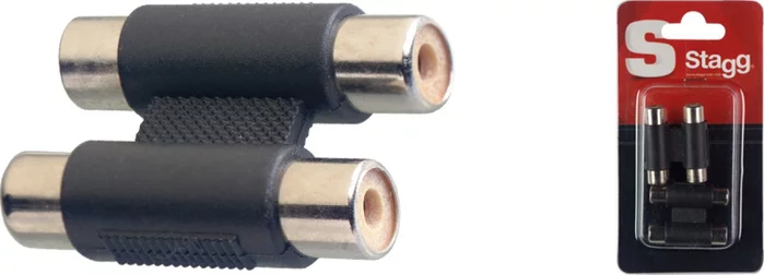 One-piece audio adaptor - Dual Fem. phono socket / Dual Fem. phono socket