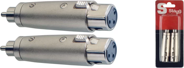 2 x Female XLR/ male RCA adaptor in blister packaging