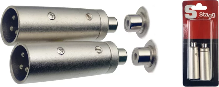 2 x Male XLR/ female RCA adaptor in blister packaging