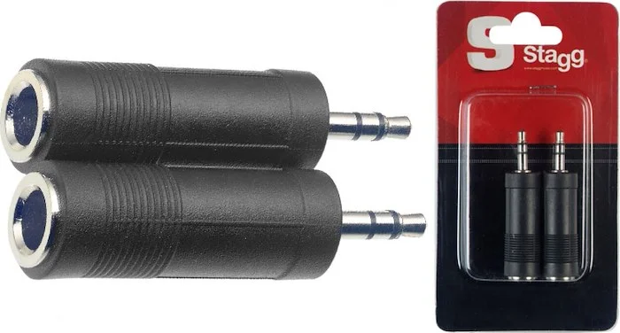 2 x Female stereo jack/male stereo mini phone-plug adaptor in blister pack