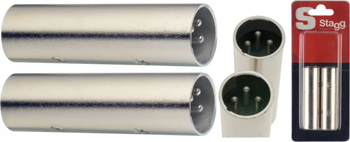 2x Symetrical male XLR/ symetrical male XLR adaptor in blister packaging