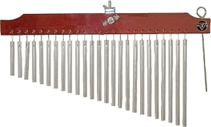 25 Chrome Chimes with Brown Finish Wood Bar