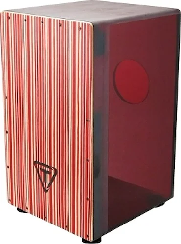 29 Series Cherry Red Acrylic Cajon - Black Makah Burl Front Plate