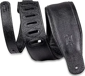 3" Black Garment Leather Guitar Strap