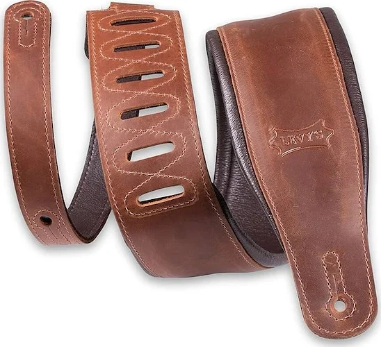 3.25" Wide Butter Leather Guitar Strap - BRN