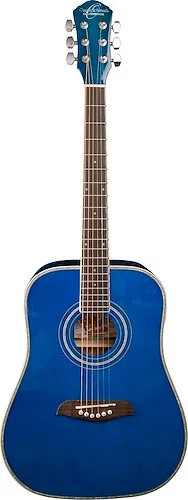 Oscar Schmidt OG1TBL-A 3/4 Size Dreadnought Acoustic Guitar. Trans Blue