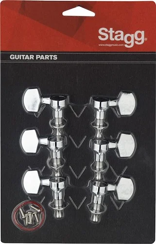 3L + 3R chrome individual machine heads for electric or folk guitars