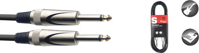 Instrument cable, jack/jack (m/m), 3 m (10"), heavy-duty connectors, S-series