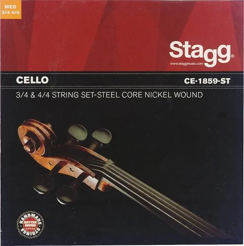 4/4 & 3/4 Cello string set, nickel round-wound, medium