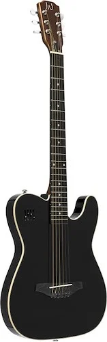 4/4 cutaway electric folk guitar with solid spruce body, black