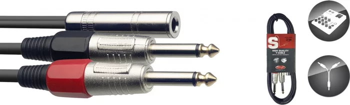 Y cable, jack/jack (f/m), 50 cm (1.6')