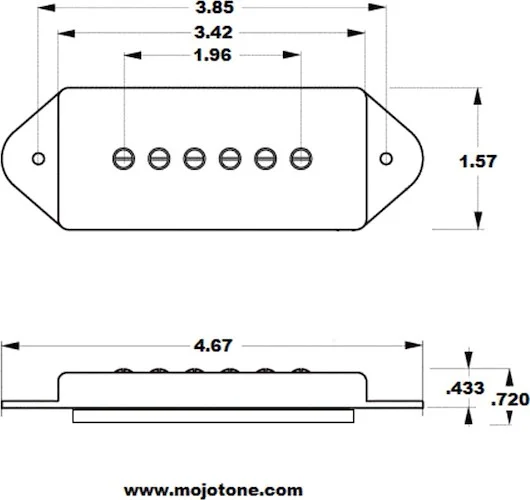 '56 Quiet Coil P-90 Dogear Pickup<br>Bridge, Cover Color : Cream Dogear