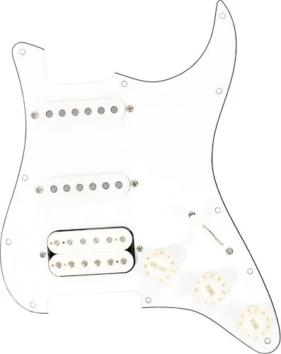 '58 Quiet Coil HSS Strat® Prewired Pickguard<br>Cover Color : Parchment, Pickguard Color : Tortoise (3-Ply, Standard 11 Hole)