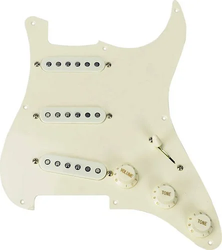 '59 Clone Strat® Pickup Prewired Pickguard<br>Cover Color : Aged White, Pickguard Color : White (1 Ply, 57 Strat 8 Hole)