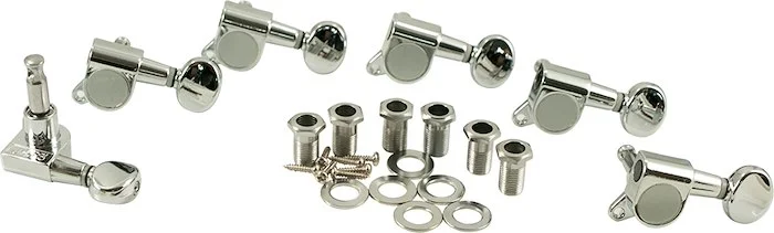 WD 6 In Line Diecast Tuning Machines With Matching Plated Button Chrome