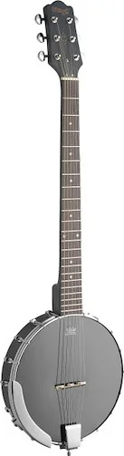 6-String open back guitar banjo with guitar headstock