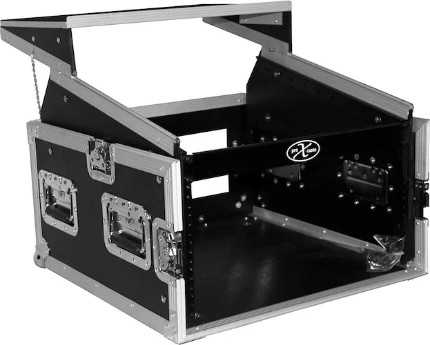 6U Rack x 10U Top Mixer DJ Combo Flight Case w Laptop Shelf