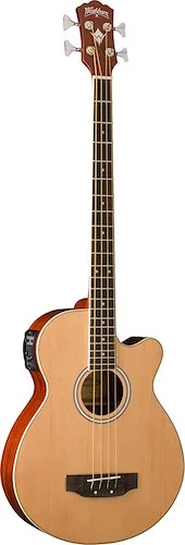 Washburn AB5 Cutaway Acoustic Electric Bass Guitar. Natural