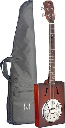 Acoustic Cigar Box Guitar with 4 strings, resonator, spruce top, Cask series