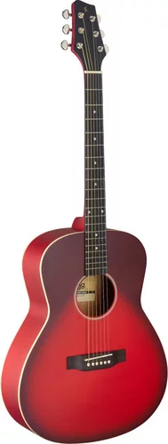 Auditorium guitar with basswood top, transparent red