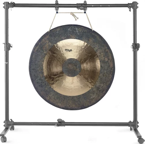 Adjustable stand for 51"-diameter gong or smaller, on wheels