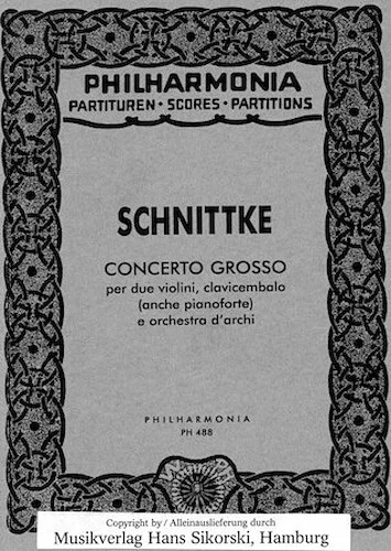 Alfred Schnittke - Concerto Grosso - for Two Violins, Harpsichord (also Piano) and String Orchestra
Study Score