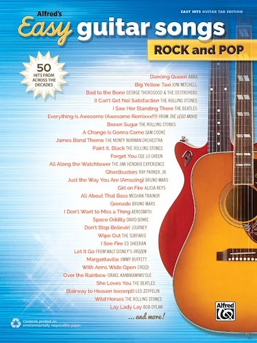 Alfred's Easy Guitar Songs: Rock and Pop: 50 Hits from Across the Decades