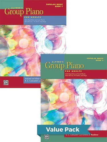 Alfred's Group Piano for Adults: Popular Music Books 1 & 2: Solo Repertoire and Lead Sheets from Movies, TV, Radio, and Stage