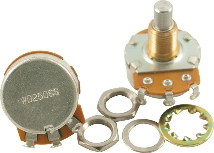 Alpha Potentiometer 250 kohm - Audio Taper - Solid Shaft - Standard Bushing (20)