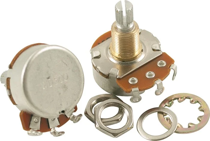 Alpha Potentiometer 500 kohm - Audio Taper - Split Shaft - Standard Bushing (1)