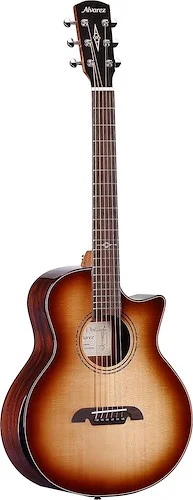 Alvarez Artist Elite Acoustic Electric Little Jumbo Travel Guitar w/deluxe Gig Bag & Slim Bevel Armrest