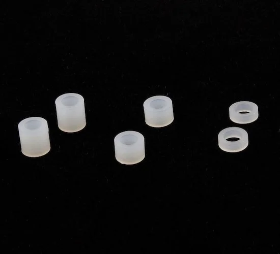 AP-0487-025 Set of 6 white plastic string guide standoffs, 2 each of 3 sizes: Tall (3/16"), Medium (1/8"), Short (1/16")<br>