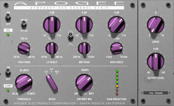 Apogee Symphony ECS Channel Strip (Download) <br>EQ, Compression and Saturation plugin