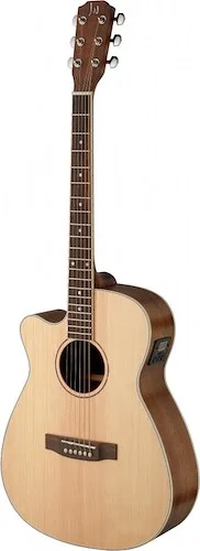 Asyla series 4/4 cutaway auditorium acoustic-electric guitar with solid spruce top, left-handed