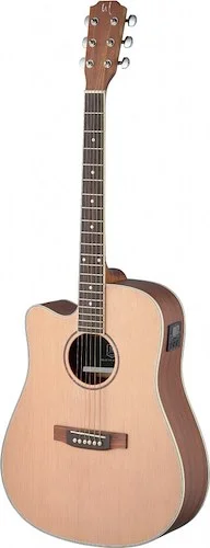 Asyla series 4/4 cutaway dreadnought acoustic-electric guitar, solid spruce top, left-handed model