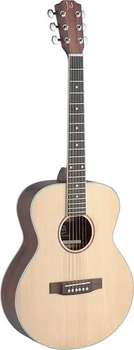 Asyla series mini auditorium acoustic travel guitar with solid spruce top