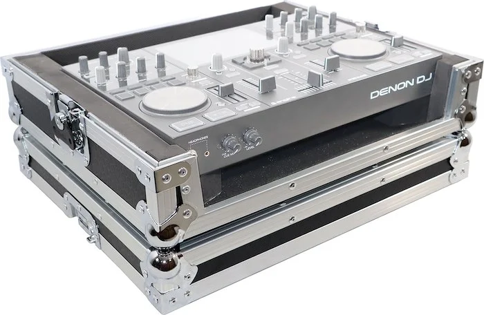 ATA Style Flight Travel Case for Denon DJ Prime Go Digital Controller - Silver On Black