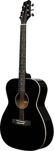 Auditorium guitar with basswood top, black, left-handed model