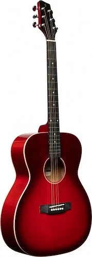 Auditorium guitar with basswood top, transparent red