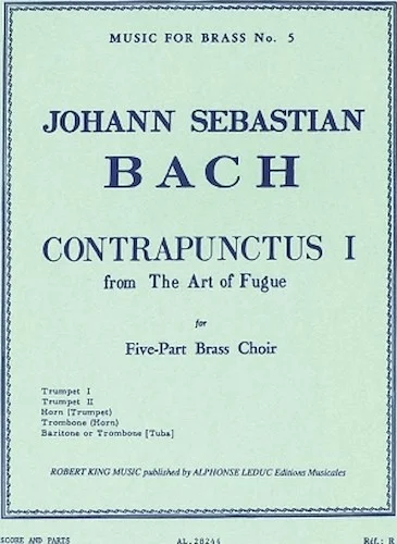 Bach Js King Art Of Fugue Contrapunctus 1 Brass Quintet Mfb005 Sc/pts