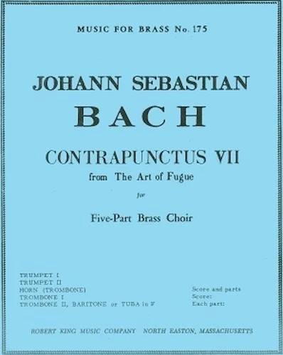 Bach Js King Art Of Fugue Contrapunctus 7 Brass Quintet Mfb175 Sc/pts