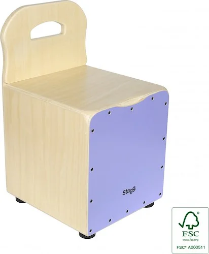 Basswood kid's cajón with EasyGo backrest, purple front board