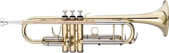 Bb trumpet, ML-bore, leadpipe in gold brass, with soft case