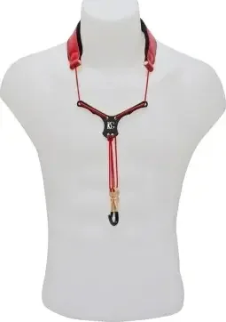 BG ZEN Saxophone Strap, Leather, Metal Snap Hook, Red