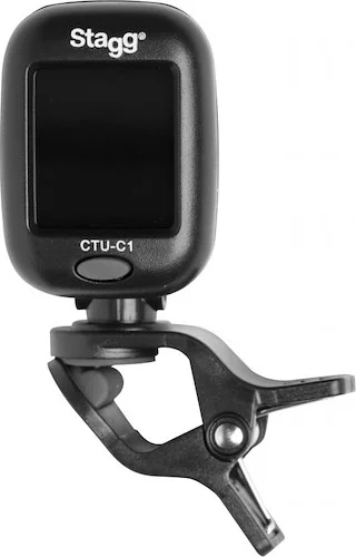 Black automatic chromatic clip-on tuner