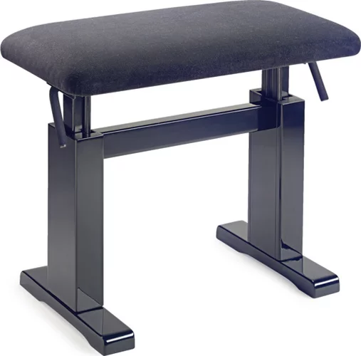 Highgloss black hydraulic piano bench with fireproof black velvet top