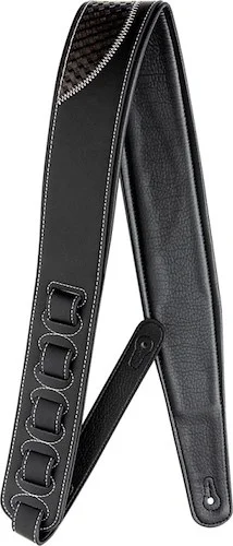 Black padded leatherette guitar strap with black guitar shape